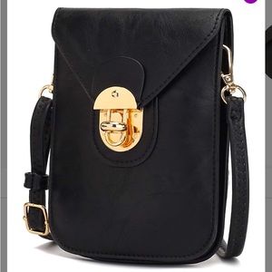 Black Turn-Lock Kianna Cell Phone Crossbody Bag